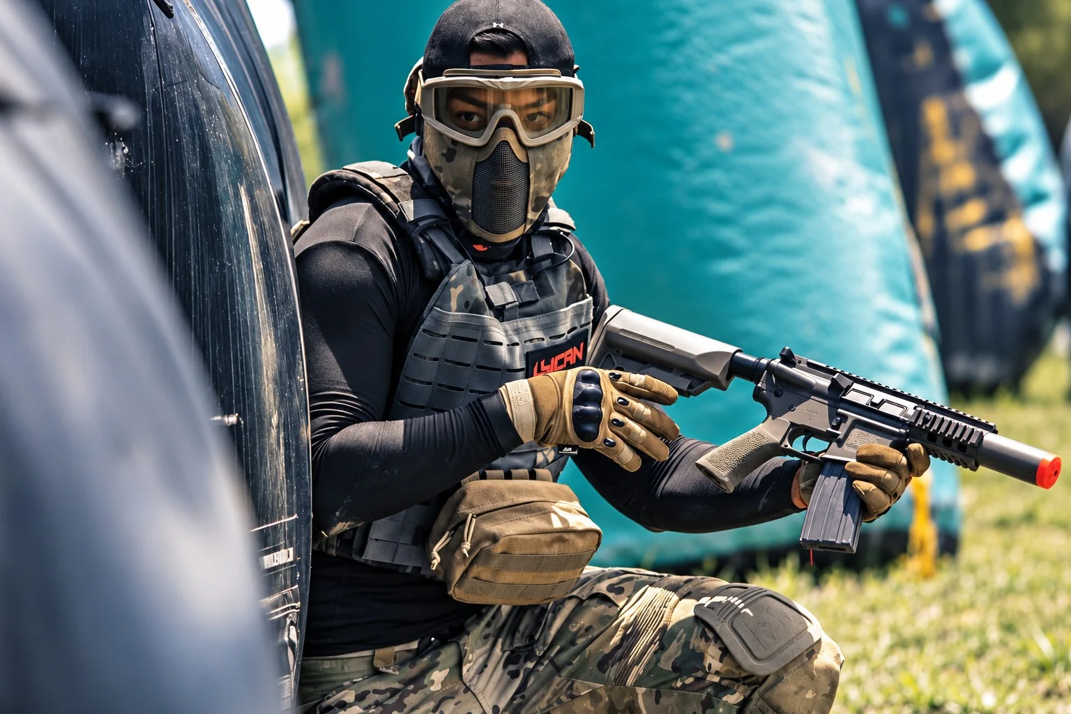 Jugador de airsoft de CAP en acción